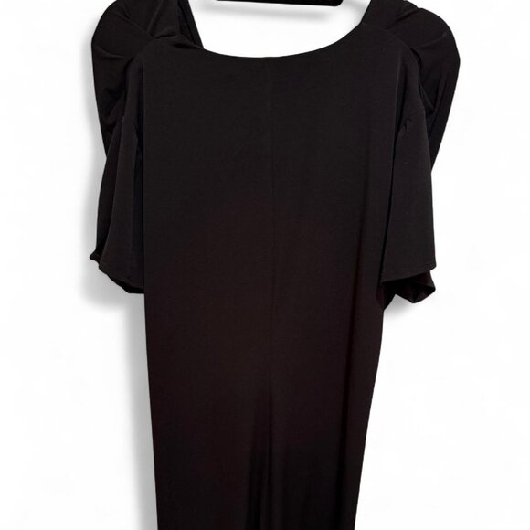 Vintage Y2K Dress Barn Black Elegant Knee Length Cocktail Dress w/silver brooch - Picture 3 of 4